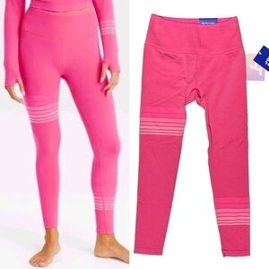 NEW JoyLab Pink High Rise Leggings with Banded Stripes 7/8 Length Size Small